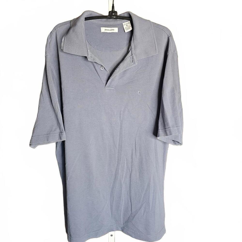 Pierre Cardin XL Polo Shirt Blue Gray Cotton Polyester